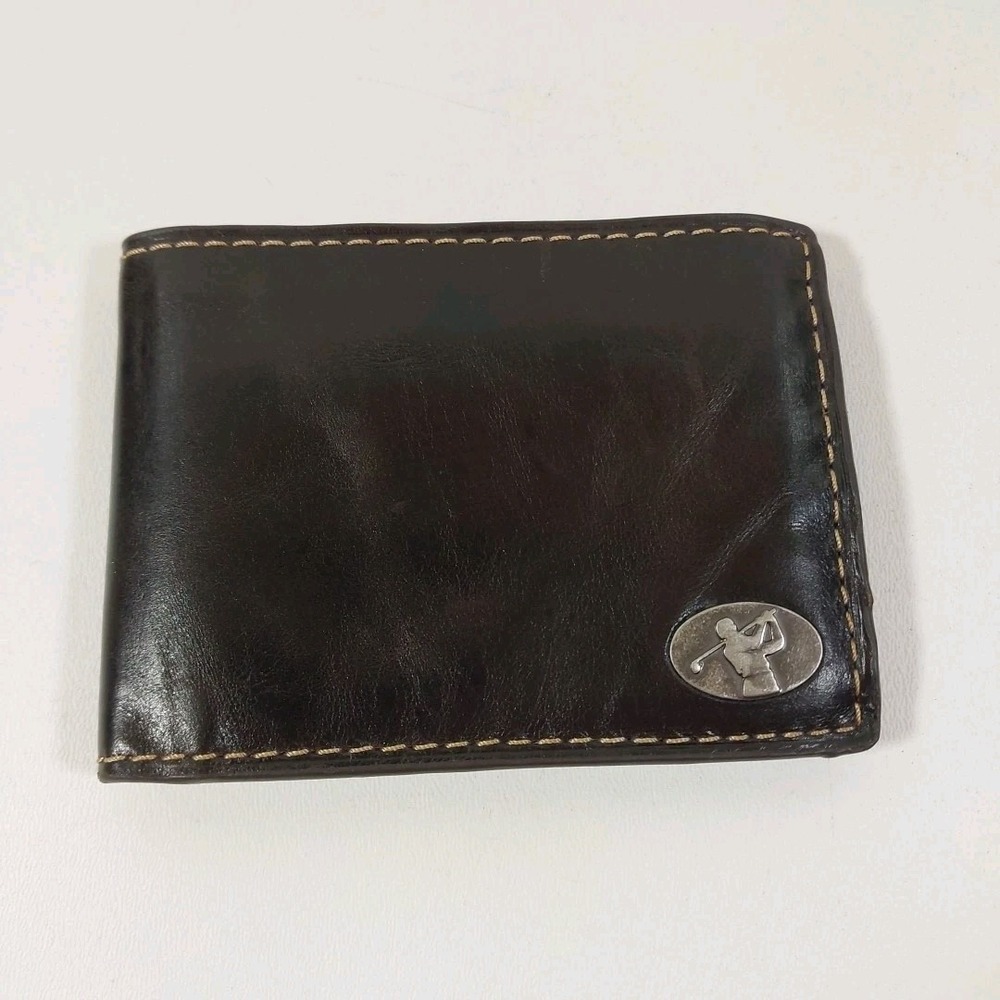 Vtg Relic Golf Classic Tri-fold Wallet Brown Leather